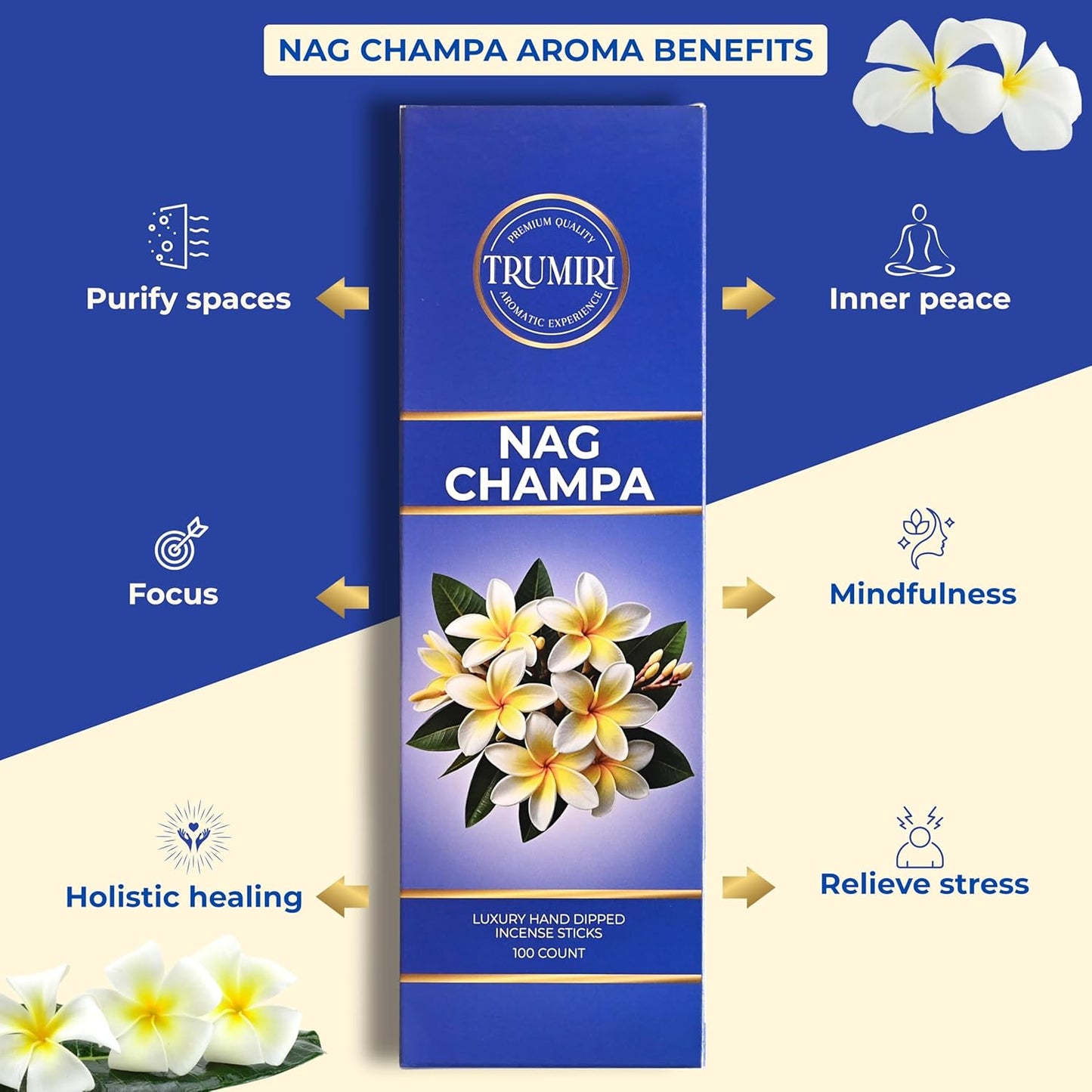 Nag Champa Incense Sticks - Pack of 100 Inscents-Sticks - Scented Insence Made with Natural Ingredients - Indian Spiritual Inciensos Non Toxic Agarbatti Insense