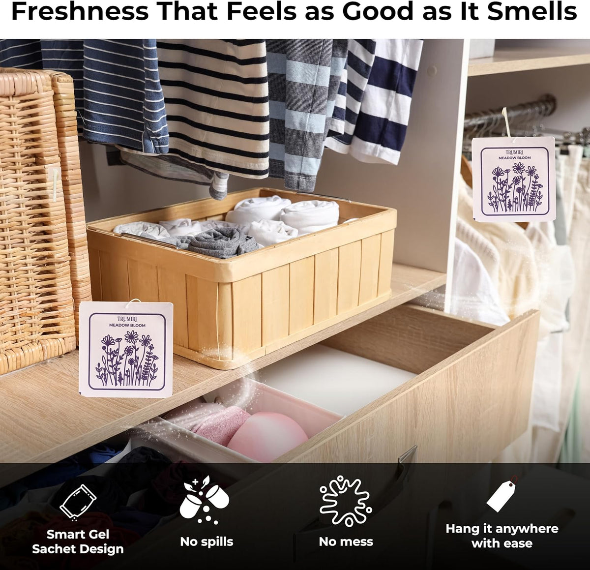 Mint|Lavender|Sandalwood Scented Drawer & Closet Air Freshener Sachet– Variety Pack of 3– Long-Lasting Hanging Sachet Bag, Scent Diffuser, Odor Eliminator, Wardrobes, Dressers–Home Fragrance Gift Set