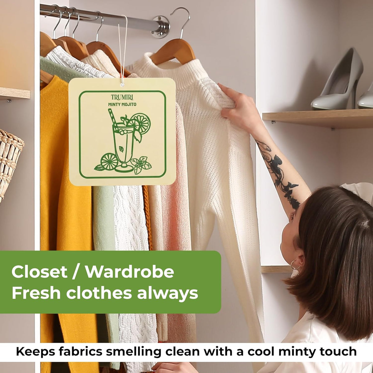 Mint Scented Drawer & Closet Air Freshener Sachet – Long-Lasting Hanging Sachet Bag, Scent Diffuser, Odor Eliminator, Wardrobes, Dressers & Linen Closets, Mint – Home Fragrance Gift Set for Holidays