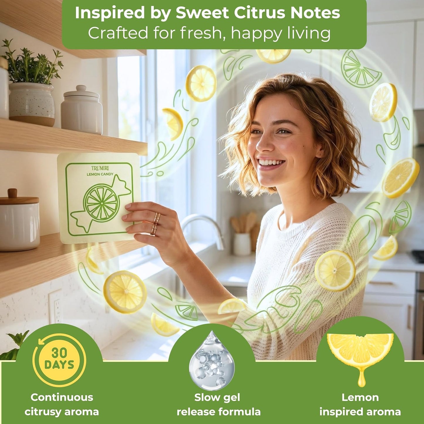 Lemon Candy - Room Deodorizer Gel Odor Eliminator For Home - Bathroom Air Freshener Odor Absorber - Closet Deodorizer - Long Lasting Non Plug In Strong Scent For Kitchen Trash Basement Shoe Rack