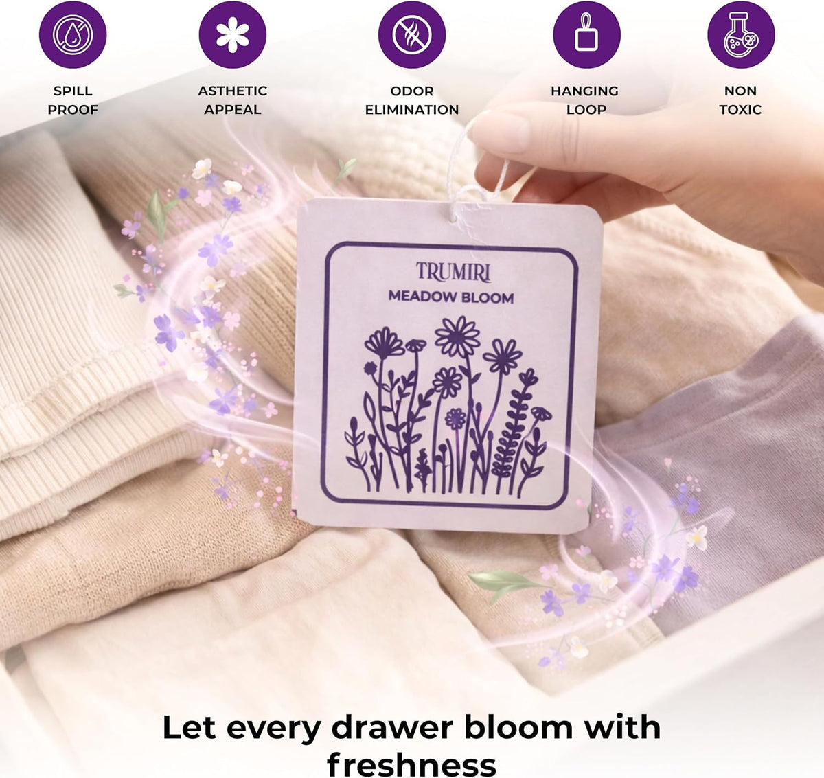 Lavender Scented Drawer & Closet Air Freshener Sachet–Long-Lasting Hanging Sachet Bag, Scent Diffuser, Odor Eliminator, Wardrobes, Dressers & Bedroom, Floral–Home Fragrance Gift Set for Thanksgiving