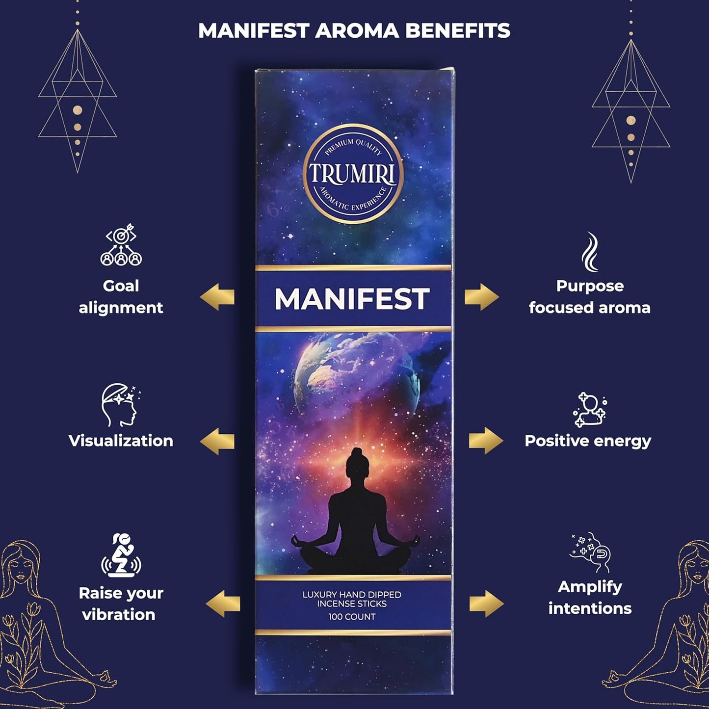Manifest Incense Sticks - Pack of 100 Insence-Sticks - Made with Natural Raw Ingredients - Manifestation Insense Indian Spiritual Agarbatti Non Toxic Incents