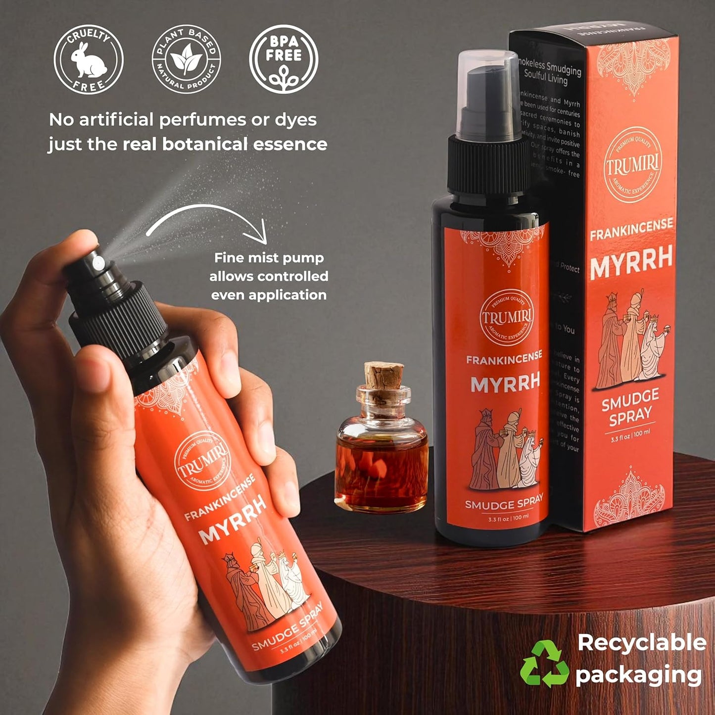 Frankincense And Myrrh Essential Oil Spray For Negative Energy Cleansing Of Home - Non Toxic Natural Room Spray And Body Mist - Essential Oil Car Freshener