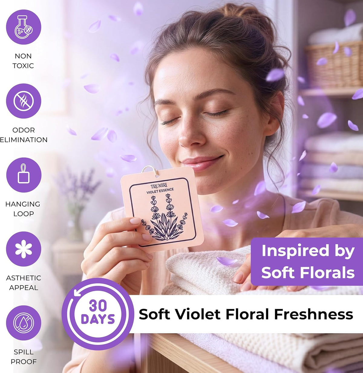 Violet Essence - Room Deodorizer Gel Odor Eliminator For Home - Pack Of 3 - Bathroom Air Freshener Odor Absorber - Long Lasting Non Plug In Strong Scent For Kitchen Trash Basement Rv Closet Smell