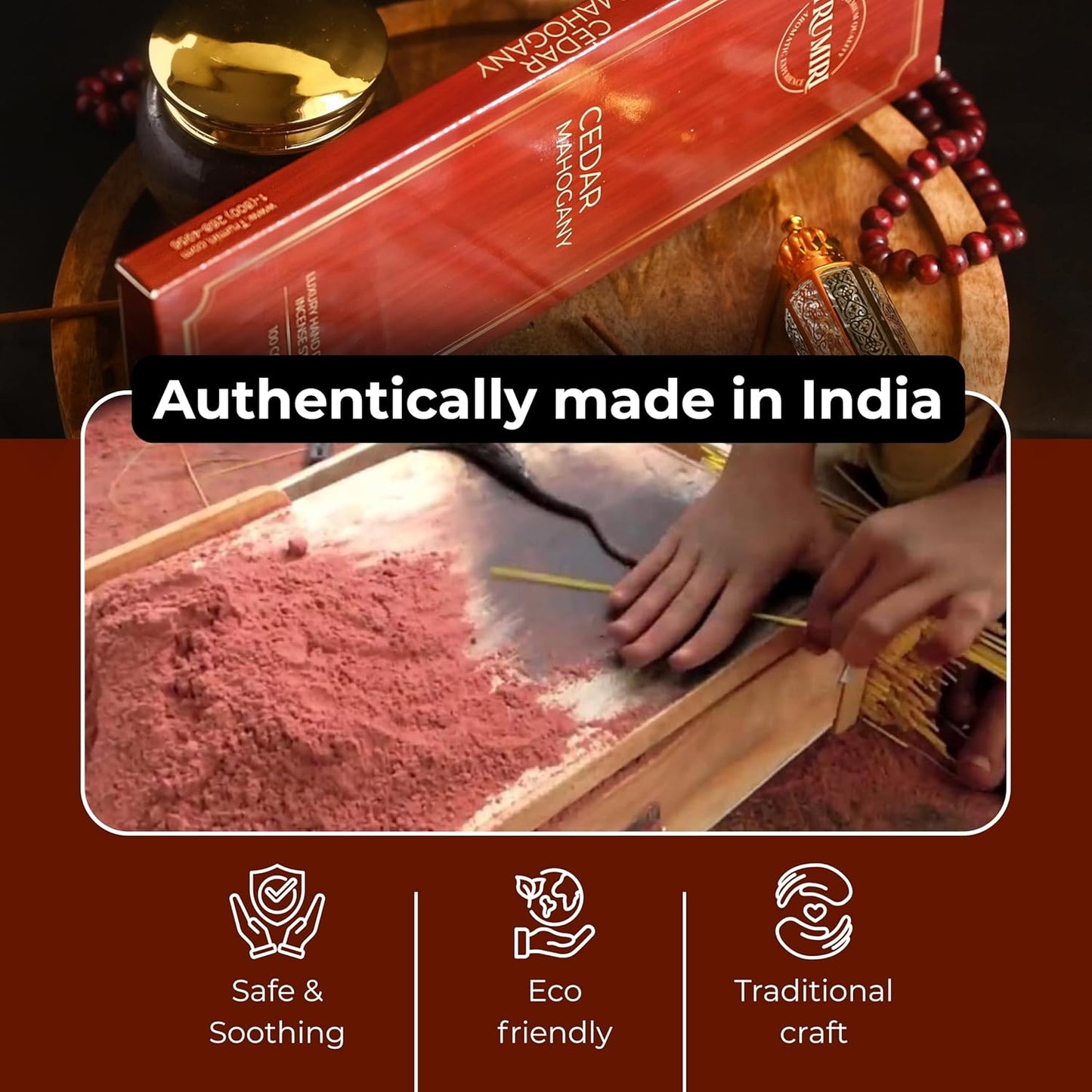 Cedar Mahogany Incense Sticks - Pack of 100 Inscents-Sticks - Inciensos Aromaticos para La Casa - Made with Natural Ingredients - Scented Insence Non Toxic Insense Incents
