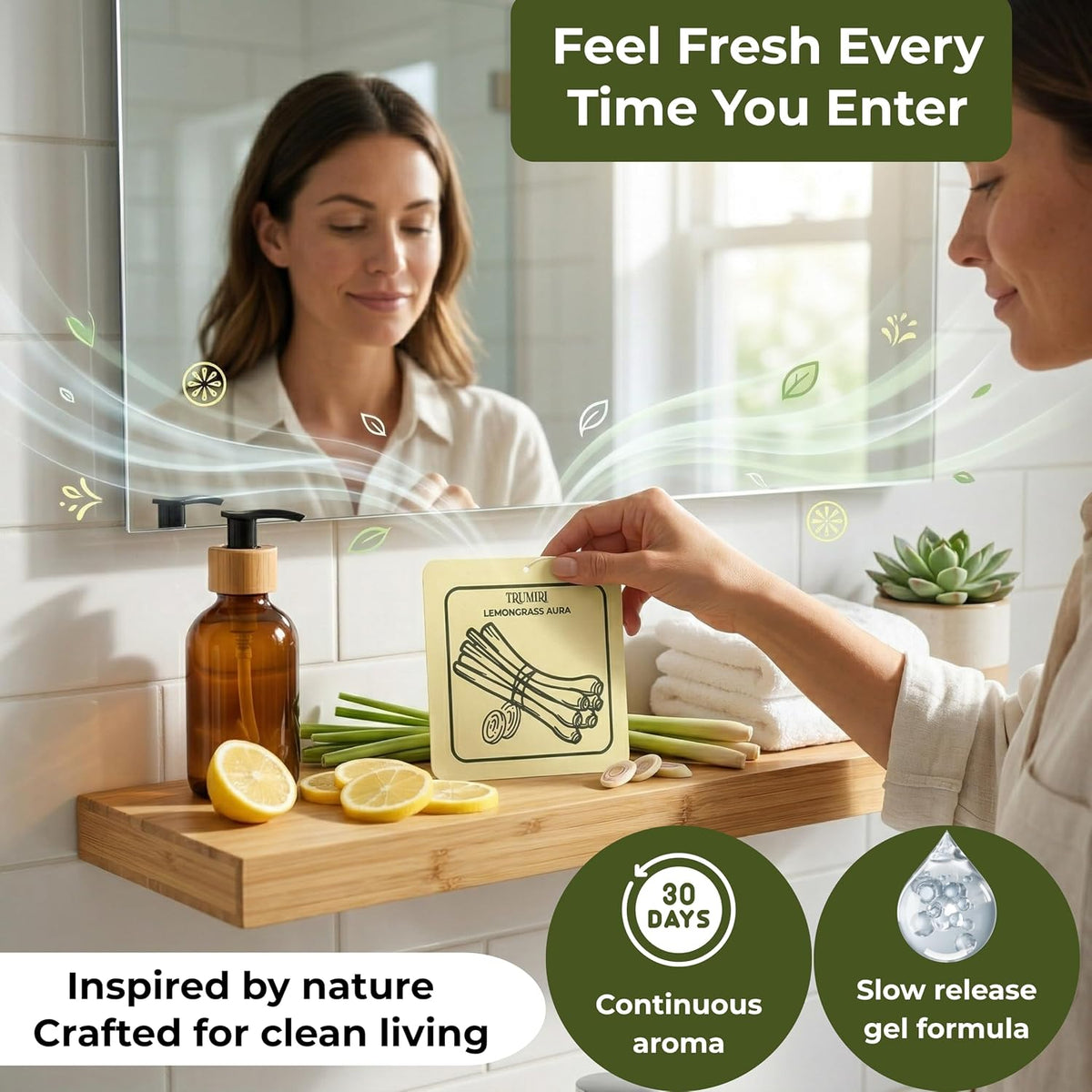 Lemongrass Aura - Room Deodorizer Gel Odor Eliminator For Home - Pack Of 3 - Bathroom Air Freshener Odor Absorber - Long Lasting Non Plug In Strong Scent For Kitchen Trash Basement Rv Closet Smell