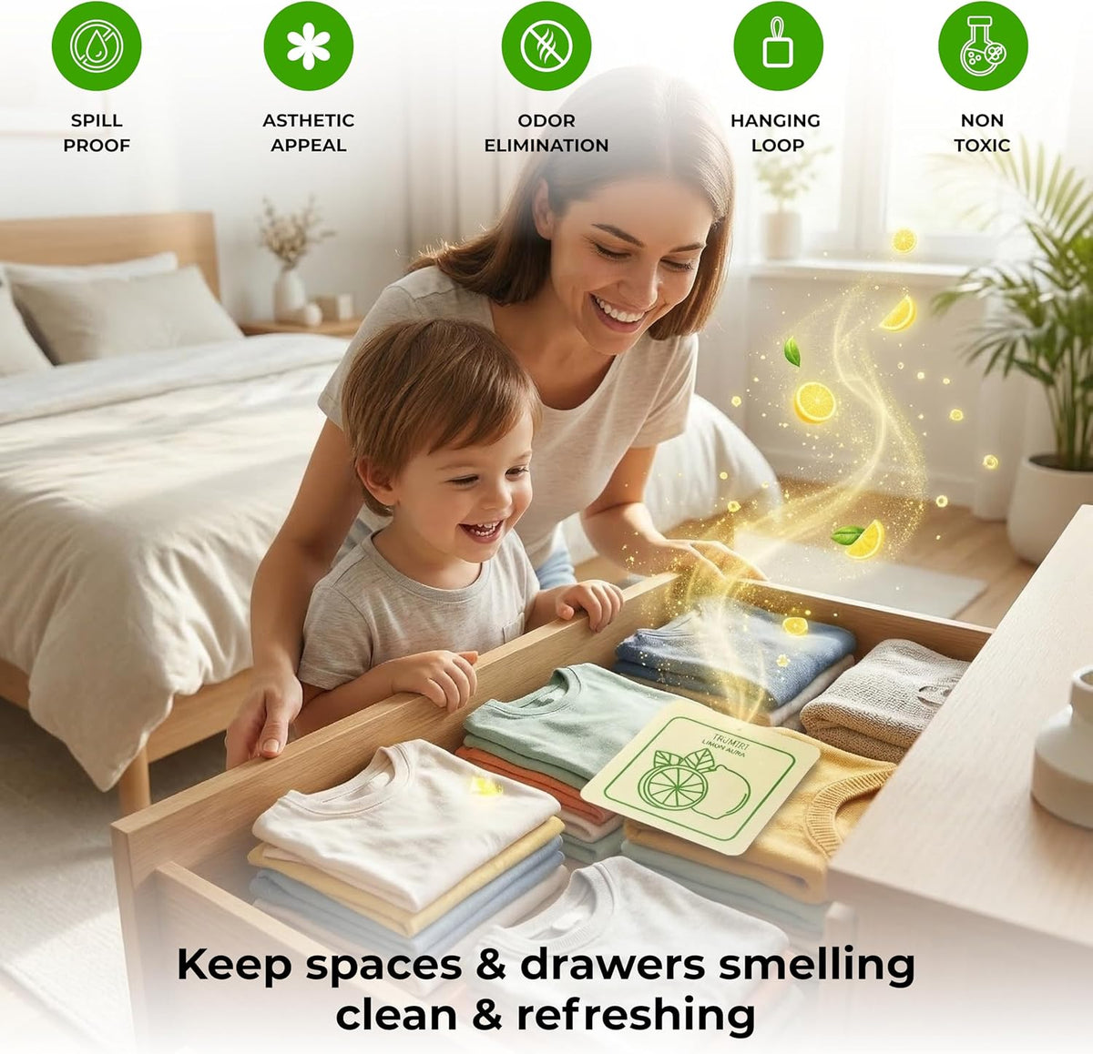 Limon Aura - Scented Sachets for Drawer and Closet Freshener with Long Lasting Scent - Pack of 3 - Home Fragrance Sachet Bag Dresser Refresher Packet - Olores para Closet De Ropa