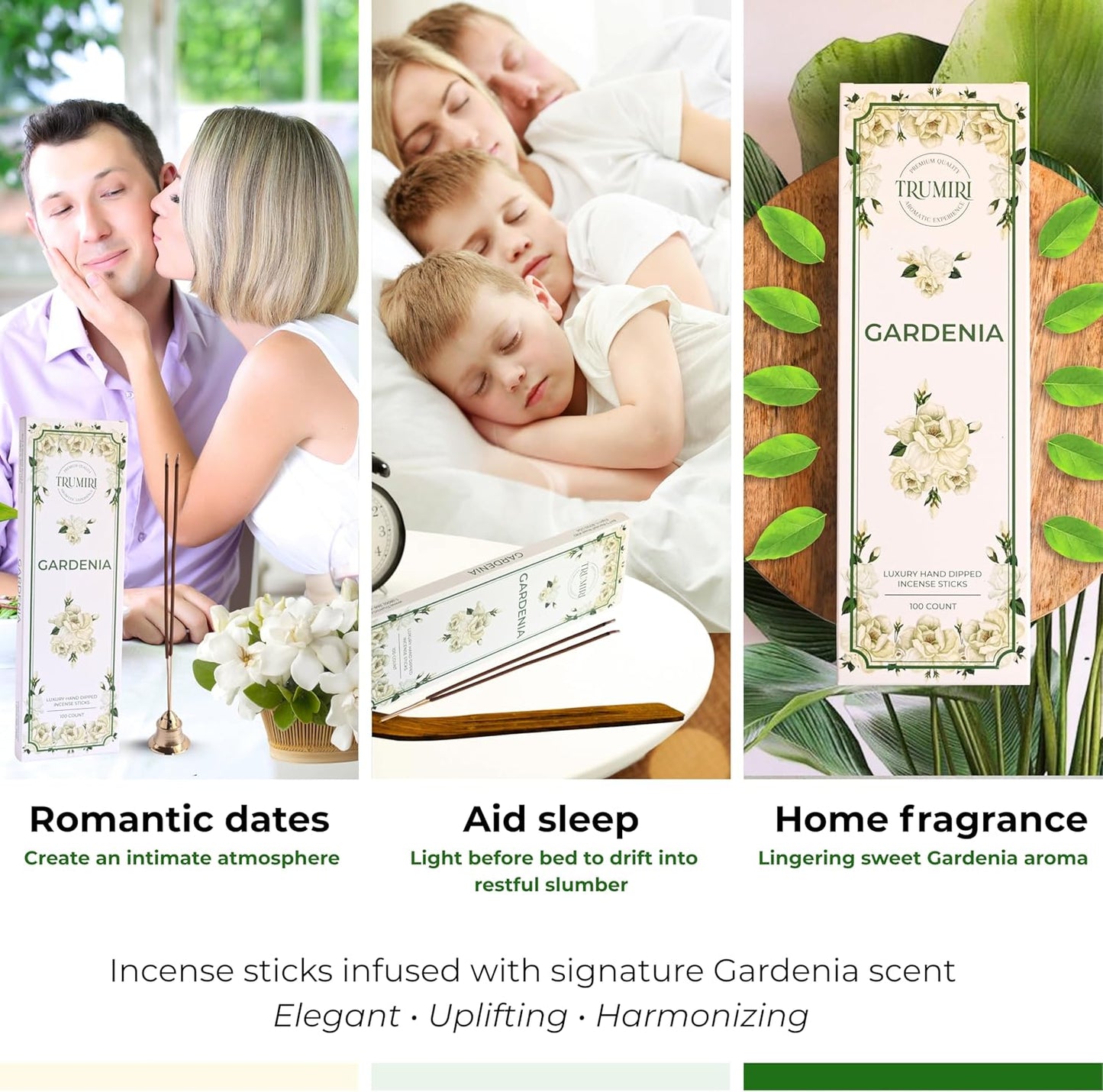 Gardenia Incense Sticks - Pack of 100 Inscents-Sticks - Inciensos Aromaticos para La Casa - Made with Natural Insence Ingredients - Scented Incents Non Toxic Insense