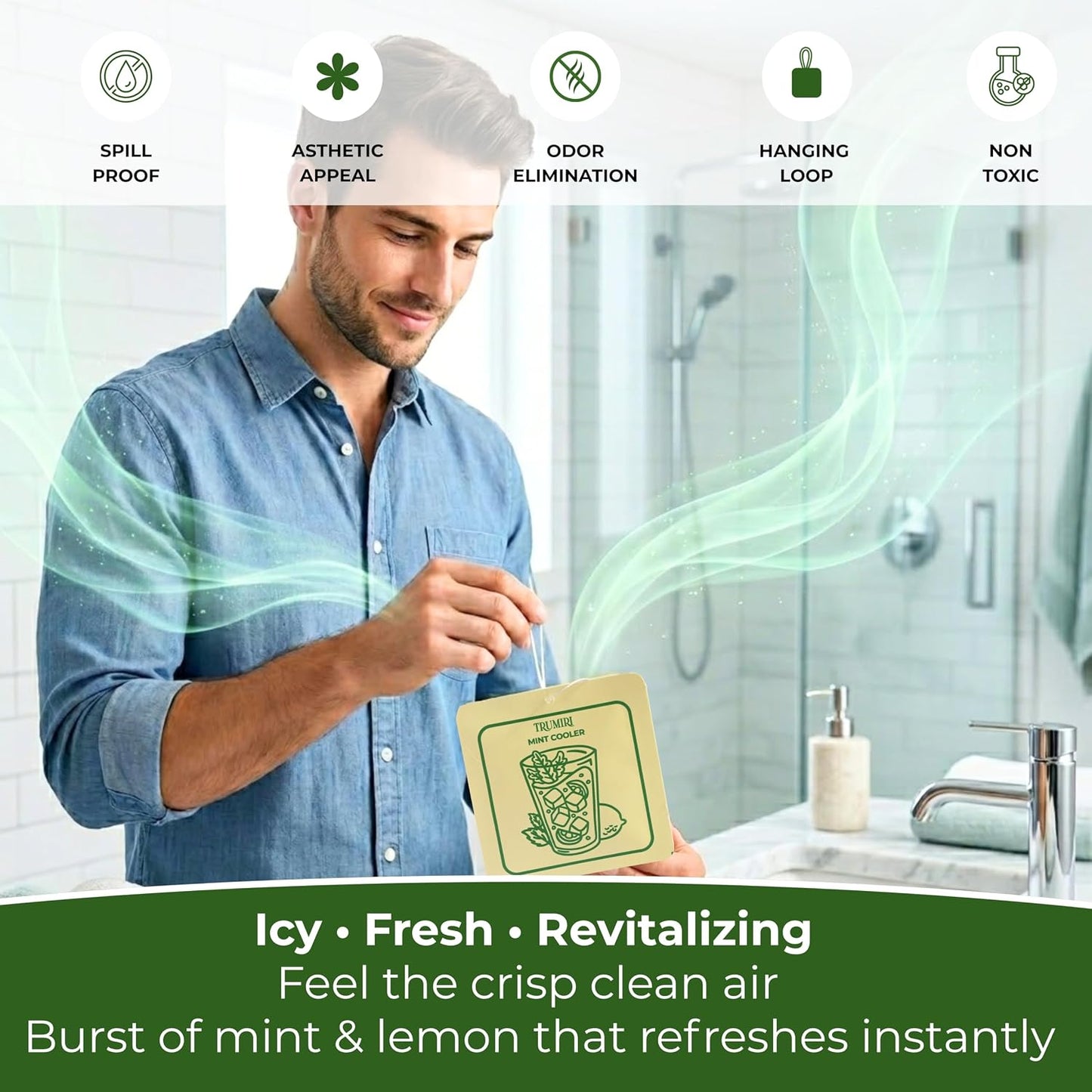 Mint Cooler - Room Deodorizer Gel Odor Eliminator For Home - Bathroom Air Freshener Odor Absorber - Closet Deodorizer - Long Lasting Non Plug In Strong Scent For Kitchen Trash Basement Rv Smell