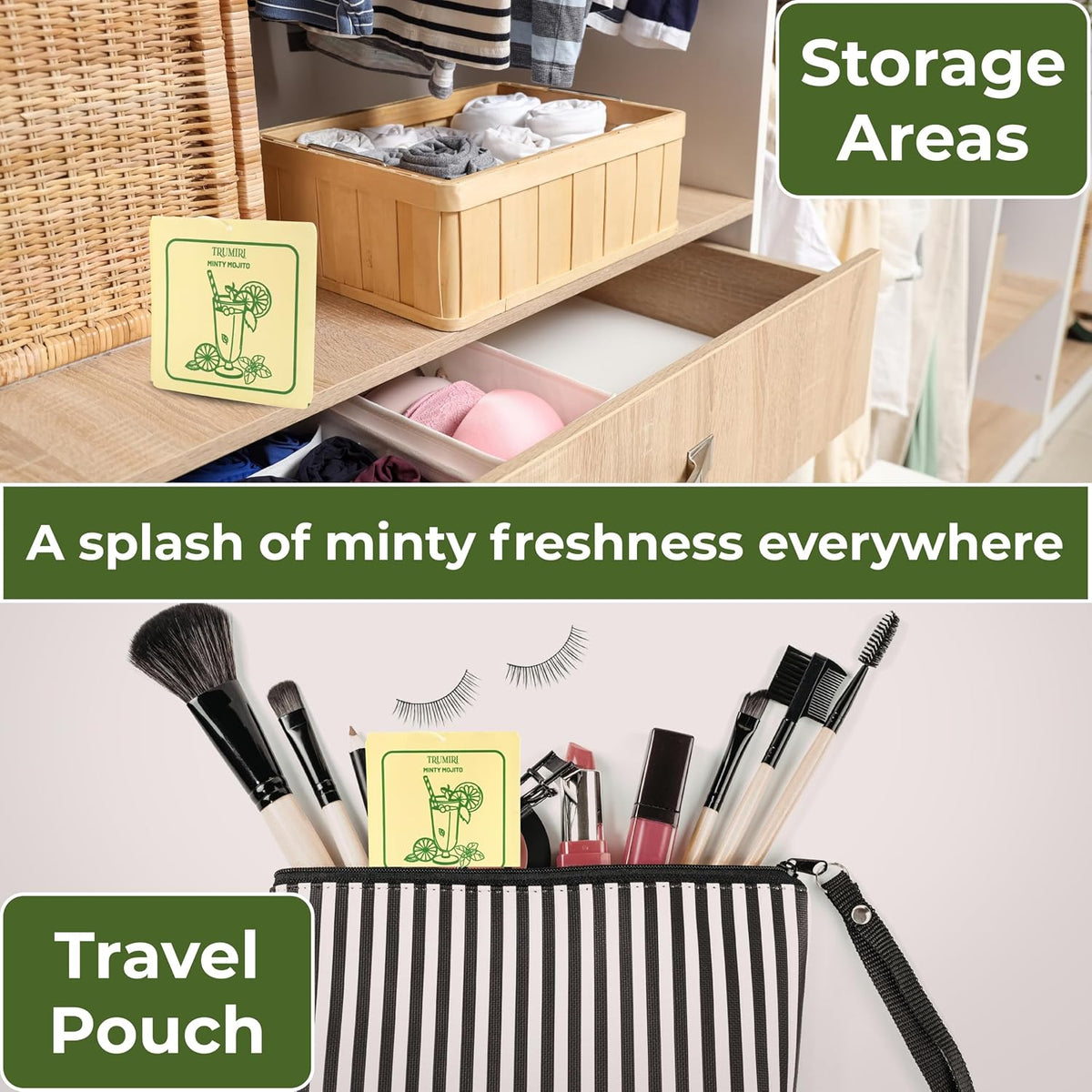 Mint Scented Drawer & Closet Air Freshener Sachet – Long-Lasting Hanging Sachet Bag, Scent Diffuser, Odor Eliminator, Wardrobes, Dressers & Linen Closets, Mint – Home Fragrance Gift Set for Holidays