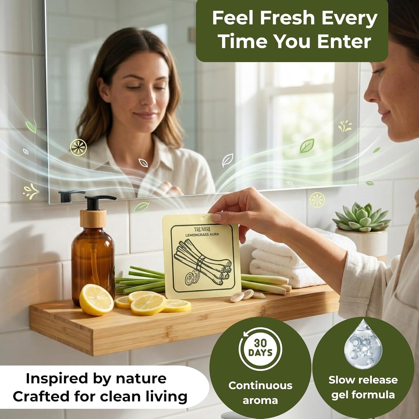 Lemongrass Aura - Room Deodorizer Gel Odor Eliminator For Home - Bathroom Air Freshener Odor Absorber - Closet Deodorizer - Long Lasting Non Plug In Strong Scent For Kitchen Trash Basement Rv Smell
