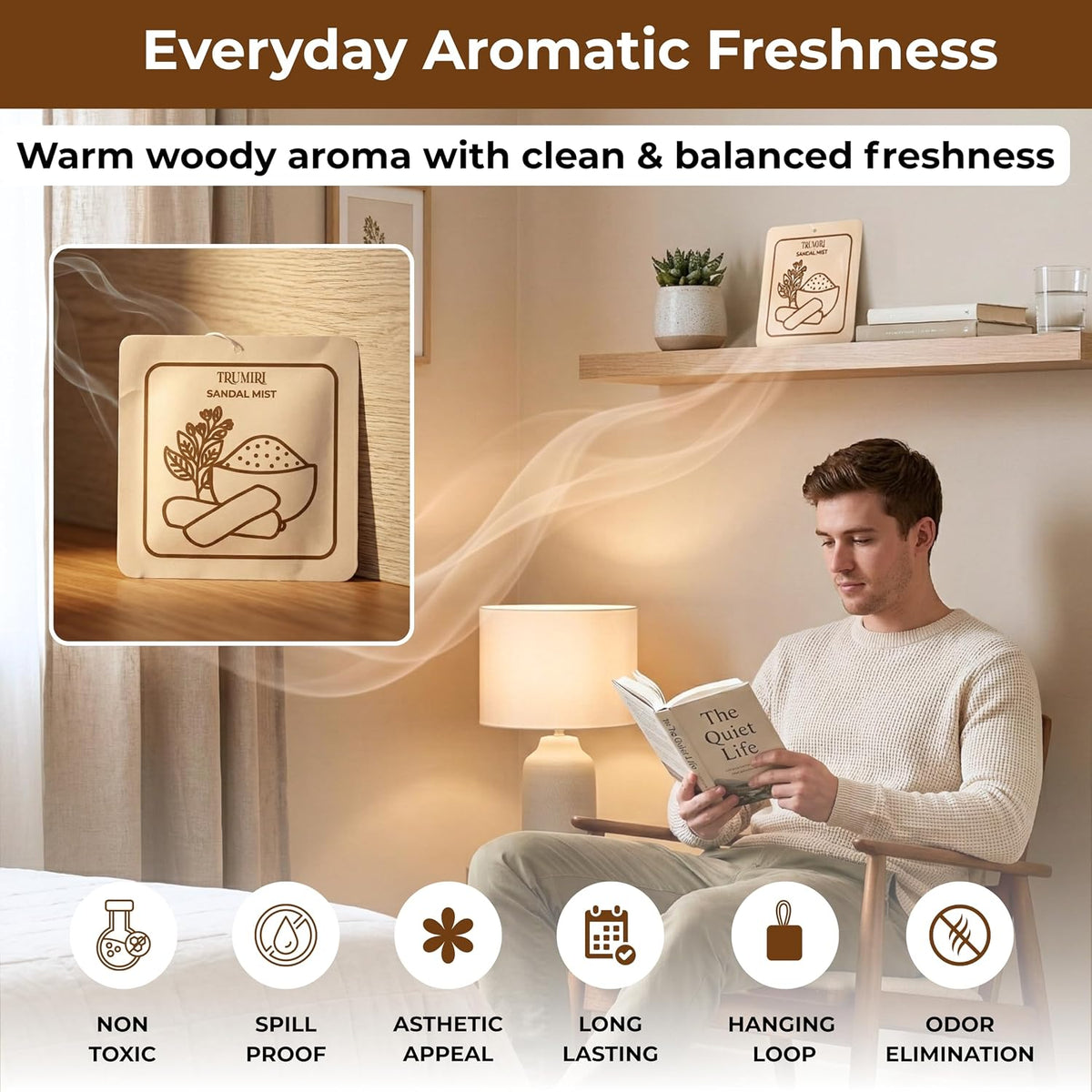 Sandal Mist - Room Deodorizer Gel Odor Eliminator For Home - Bathroom Air Freshener Odor Absorber - Closet Deodorizer - Long Lasting Non Plug In Strong Scent For Kitchen Trash Basement Rv Smell
