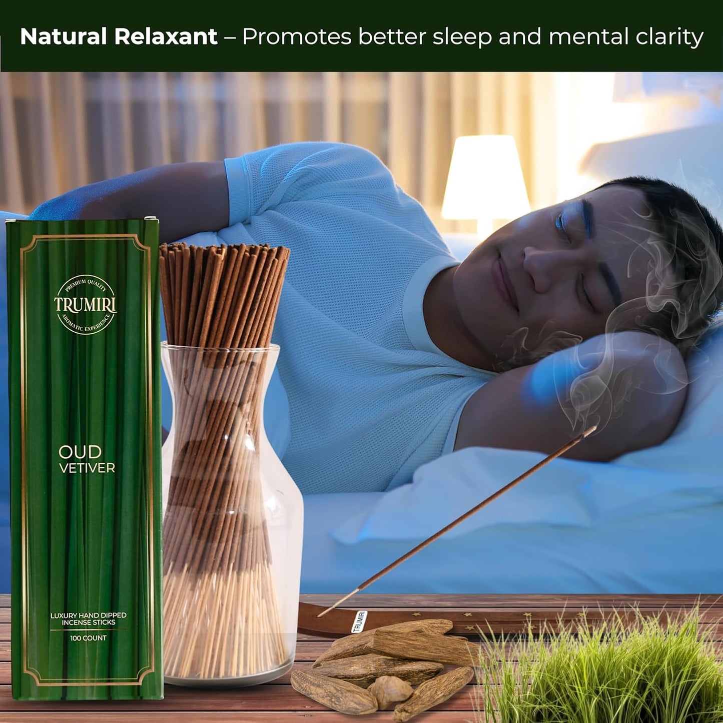 Oud Vetiver Incense Sticks - Pack of 100 Inscents-Sticks - Inciensos Aromaticos - Made with Natural Ingredients - Scented Insence Non Toxic Insense Incents