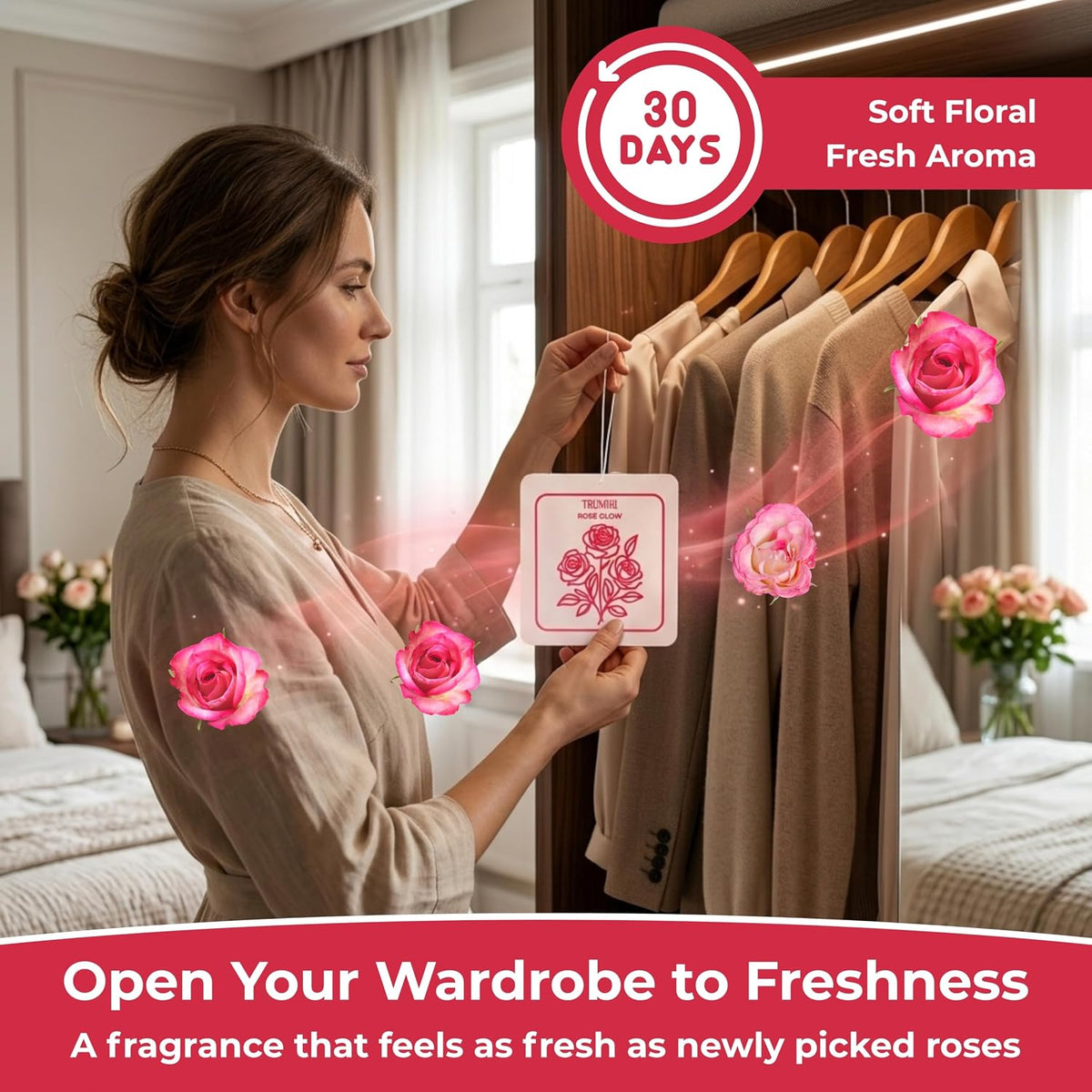 Rose Glow - Scented Sachets for Drawer and Closet Freshener with Long Lasting Scent - Home Fragrance Sachet Bag Dresser Refresher Packet - Olores para Closet De Ropa