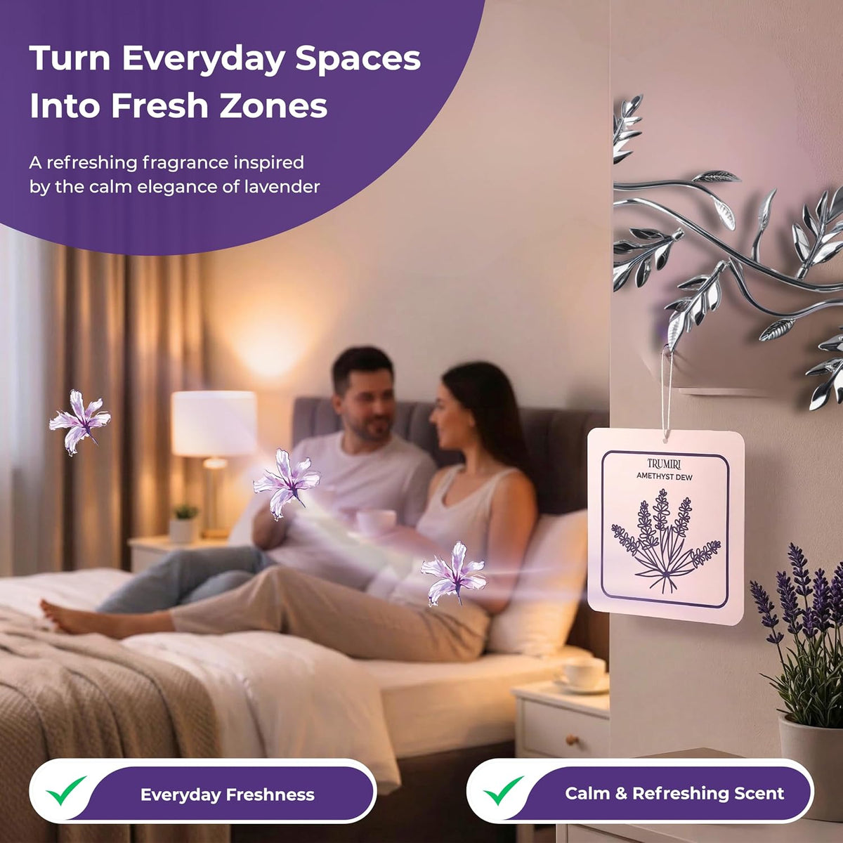 Amethyst Dew - Scented Sachets for Drawer and Closet Freshener with Long Lasting Scent - Pack of 3 - Home Fragrance Sachet Bag Dresser Refresher Packet - Olores para Closet De Ropa