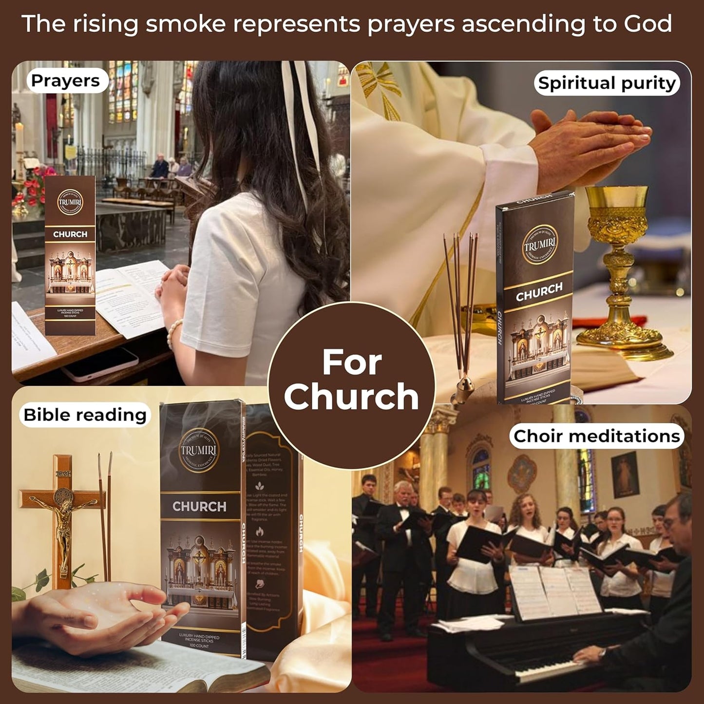 Church Incense Sticks - Bulk Pack of 100 Insence-Sticks - Made with Natural Incienso - Sacred Insense Non Toxic Spiritual Incents Incence