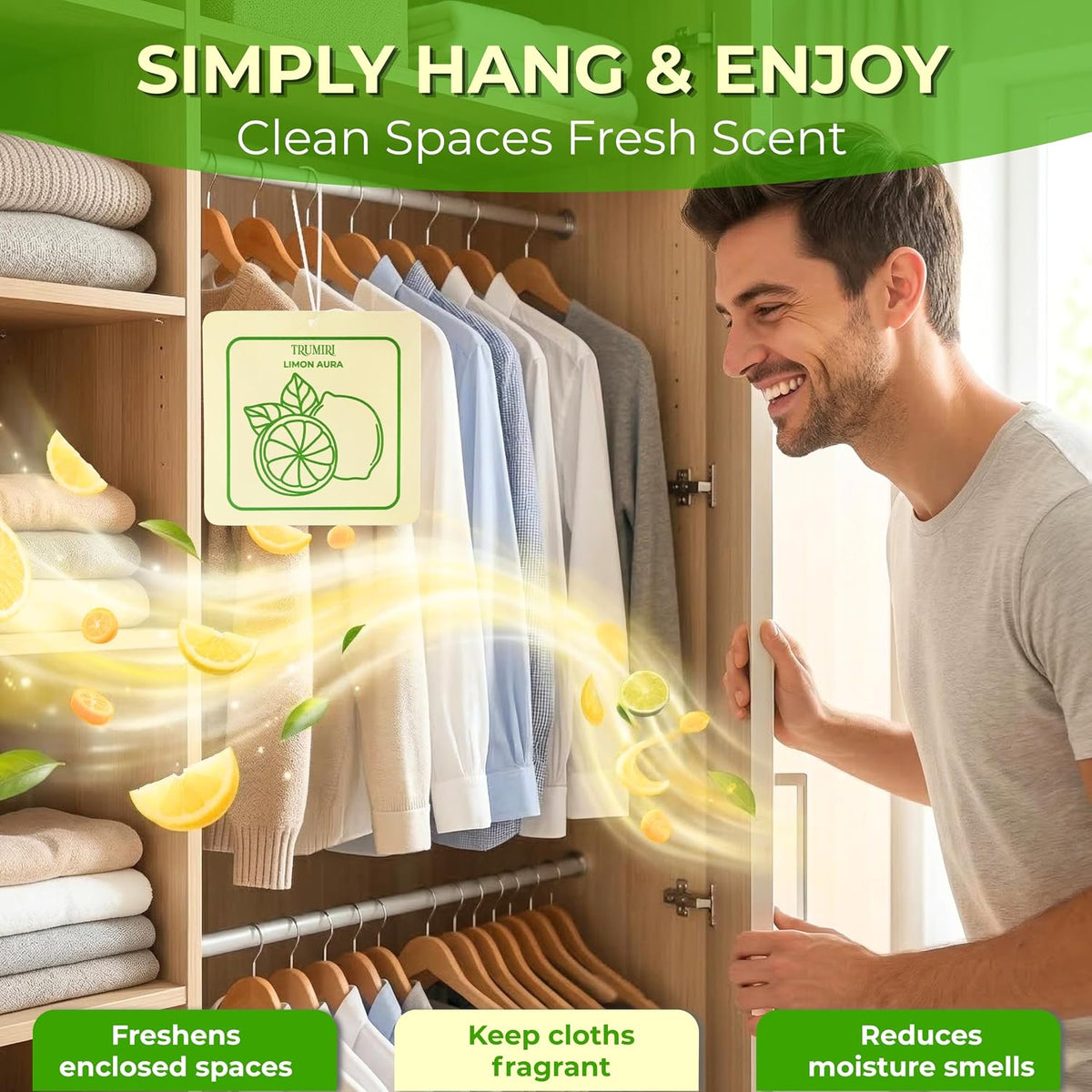 Limon Aura - Scented Sachets for Drawer and Closet Freshener with Long Lasting Scent - Pack of 3 - Home Fragrance Sachet Bag Dresser Refresher Packet - Olores para Closet De Ropa