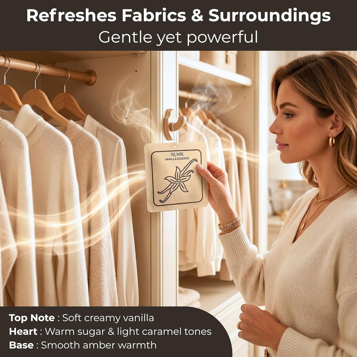 Vanilla Scented Drawer & Closet Air Freshener Sachet – Long-Lasting Hanging Sachet Bag, Scent Diffuser, Odor Eliminator, Wardrobes, Dressers & Fabric Refresher – Home Fragrance Gift Set for Teacher