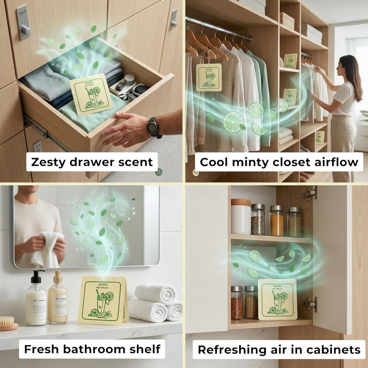 Mint Scented Drawer & Closet Air Freshener Sachet – Long-Lasting Hanging Sachet Bag, Scent Diffuser, Odor Eliminator, Wardrobes, Dressers & Linen Closets, Mint – Home Fragrance Gift Set for Holidays