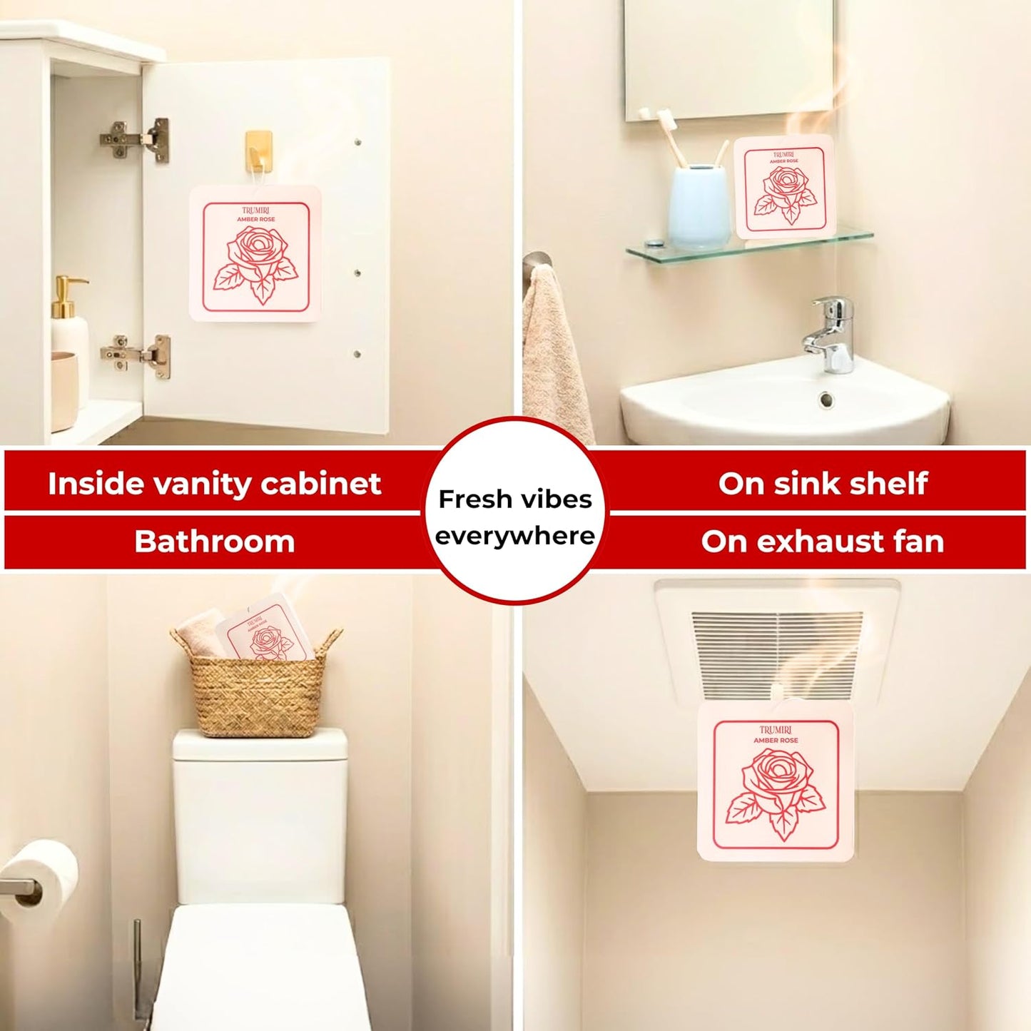 Amber Rose - Room Deodorizer Gel Odor Eliminator For Home - Bathroom Air Freshener Odor Absorber - Closet Deodorizer - Long Lasting Non Plug In Strong Scent For Kitchen Trash Basement Rv Smell