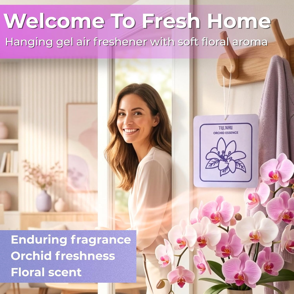 Orchid Essence - Scented Sachets for Drawer and Closet Freshener with Long Lasting Scent - Pack of 3 - Home Fragrance Sachet Bag Dresser Refresher Packet - Olores para Closet De Ropa