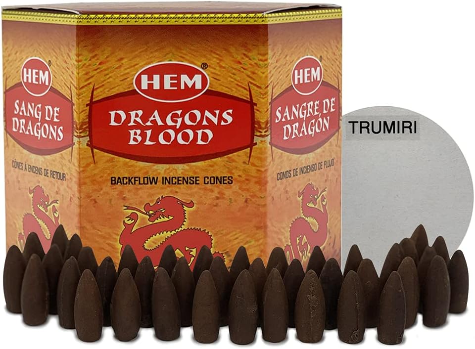 Hem Dragon's Blood Backflow Incense Cones - 40 Waterfall Cones Pack