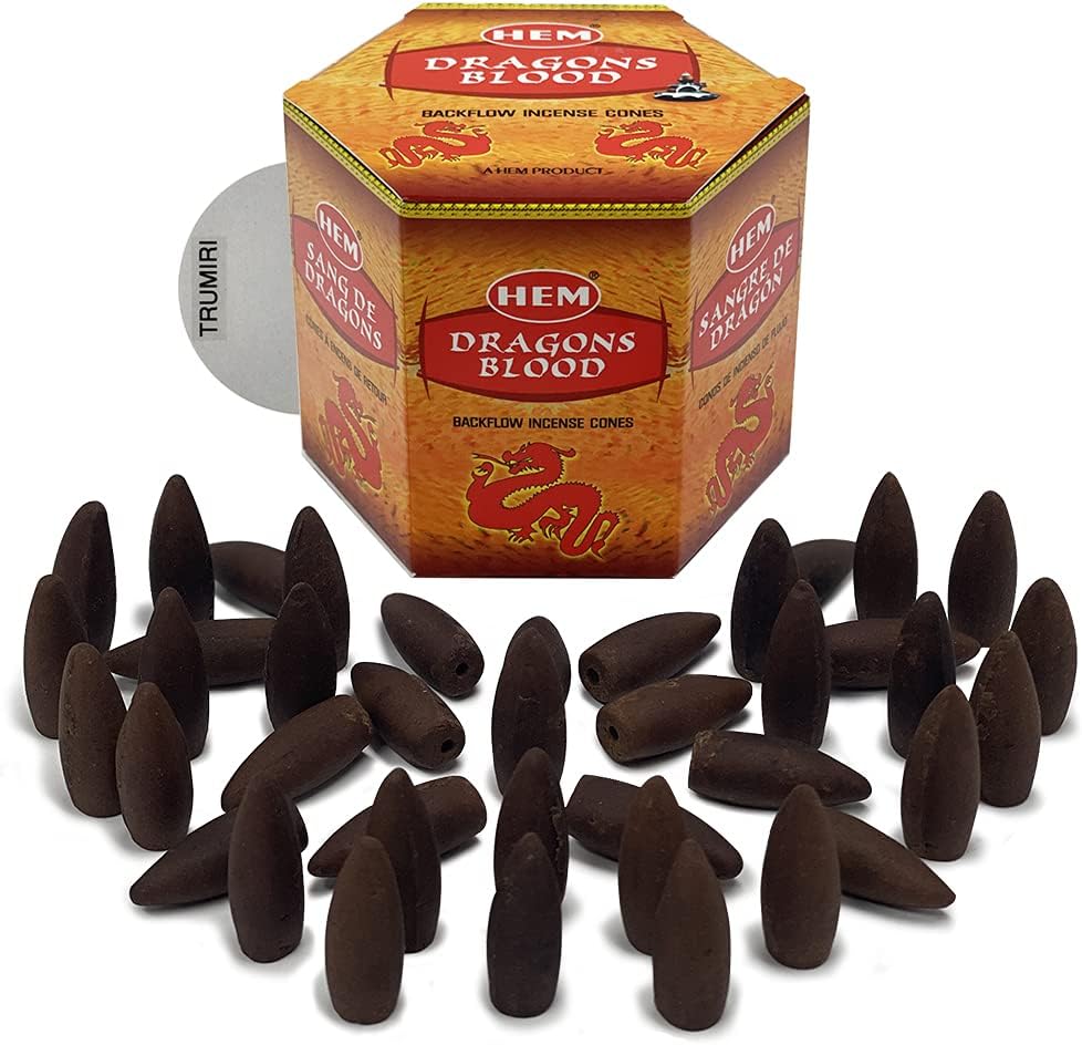 Hem Dragon's Blood Backflow Incense Cones - 40 Waterfall Cones Pack