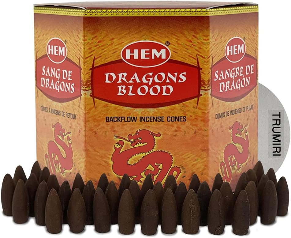 Hem Dragon's Blood Backflow Incense Cones - 40 Waterfall Cones Pack