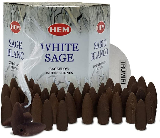 Hem White Sage Backflow Incense Cones - 40 cones Pack