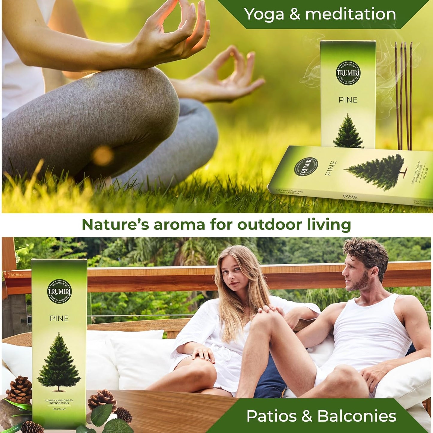 Pine Incense Sticks - Bulk Pack of 100 Insence-Sticks - Made with Natural Pino Oil - Scented Incienso Aromaticos Non Toxic Inscent Insense
