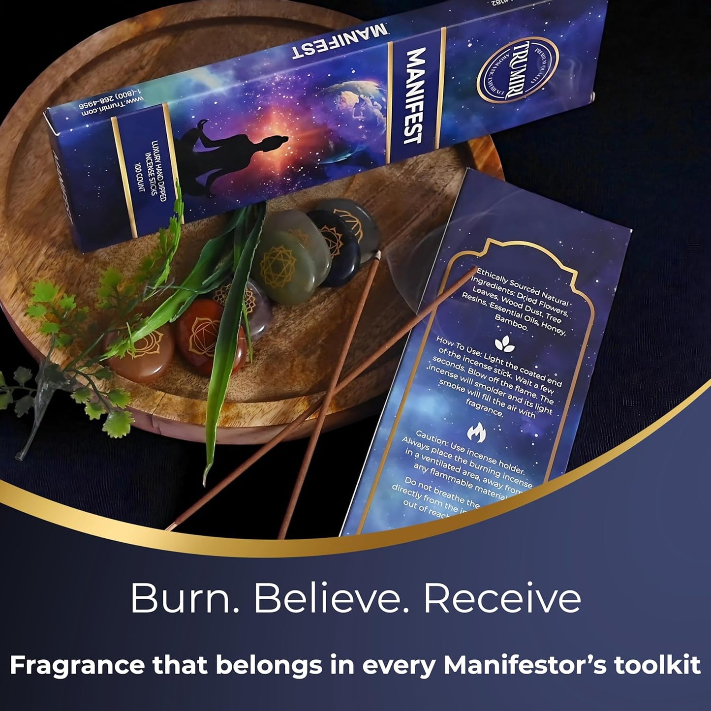 Manifest Incense Sticks - Pack of 100 Insence-Sticks - Made with Natural Raw Ingredients - Manifestation Insense Indian Spiritual Agarbatti Non Toxic Incents