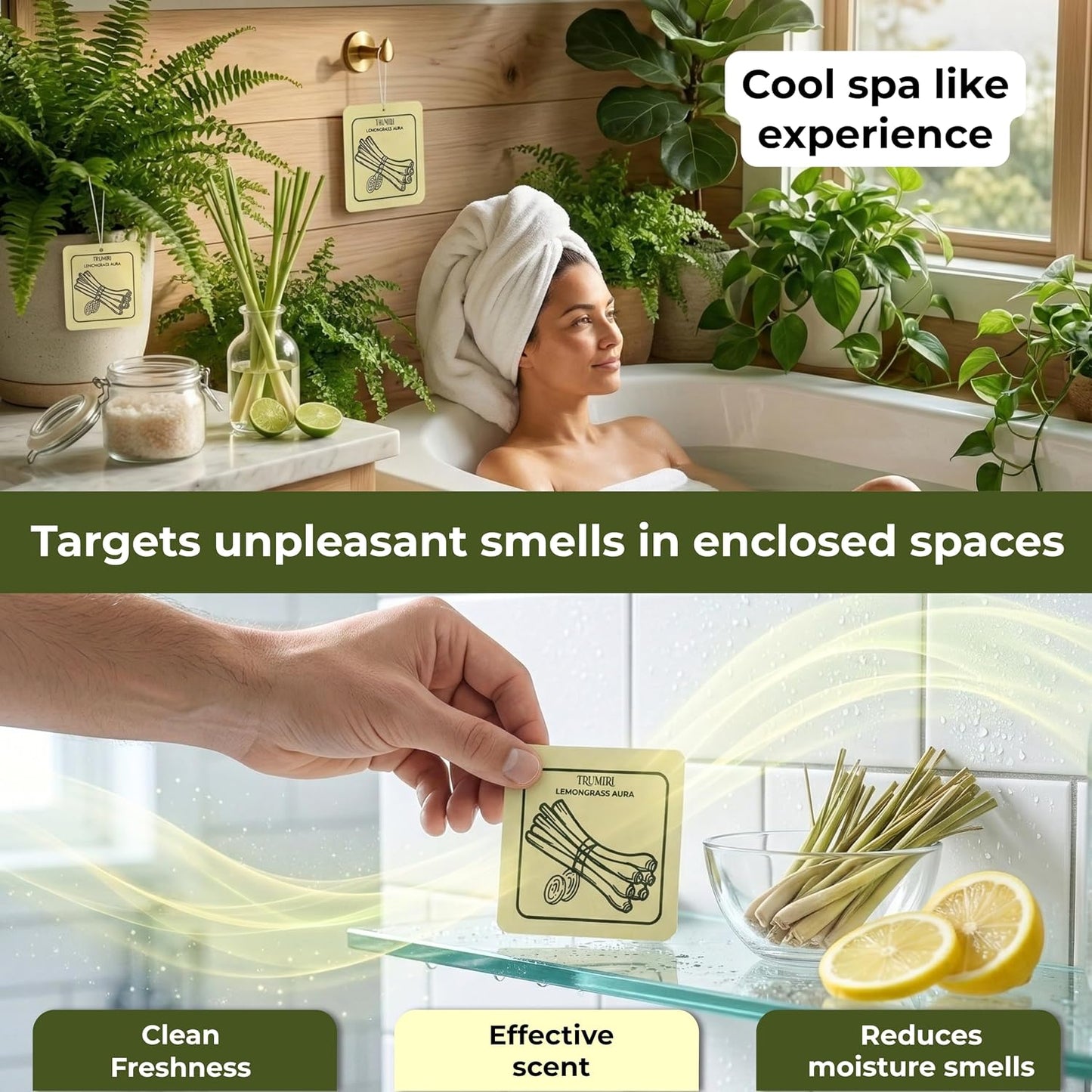 Lemongrass Aura - Room Deodorizer Gel Odor Eliminator For Home - Bathroom Air Freshener Odor Absorber - Closet Deodorizer - Long Lasting Non Plug In Strong Scent For Kitchen Trash Basement Rv Smell
