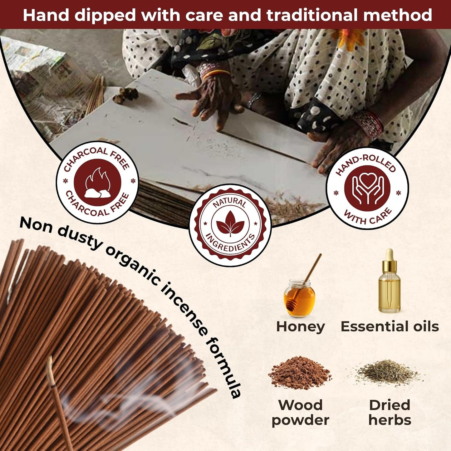 Oud Agarwood & Santal Wood - Combo Pack of Incense Sticks - 100 Insence-Sticks of Each Scent - Total 200 Inscents - Natural Insense Made with Non Toxic Ingredients and Essential Oils