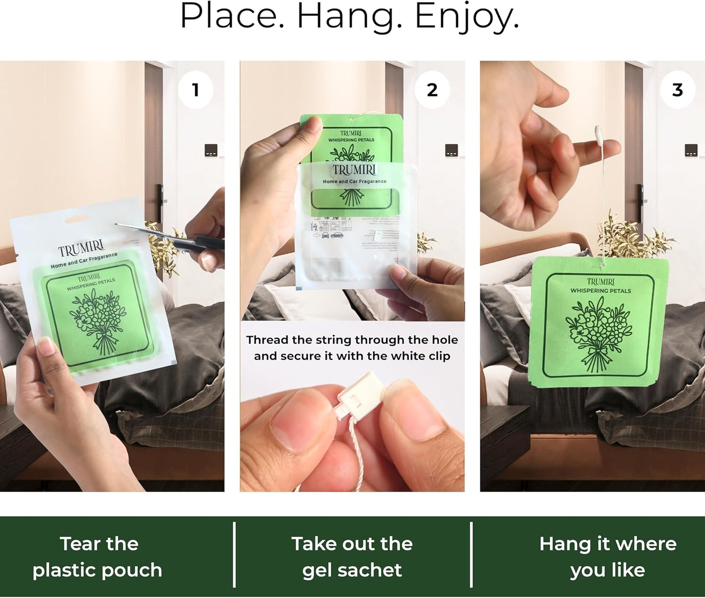 Whispering Petals - Room Deodorizer Gel Odor Eliminator For Home - Pack Of 3 - Bathroom Air Freshener Odor Absorber Closet Deodorizer - Non Plug In Strong Scent For Kitchen Trash Basement Shoe Rack