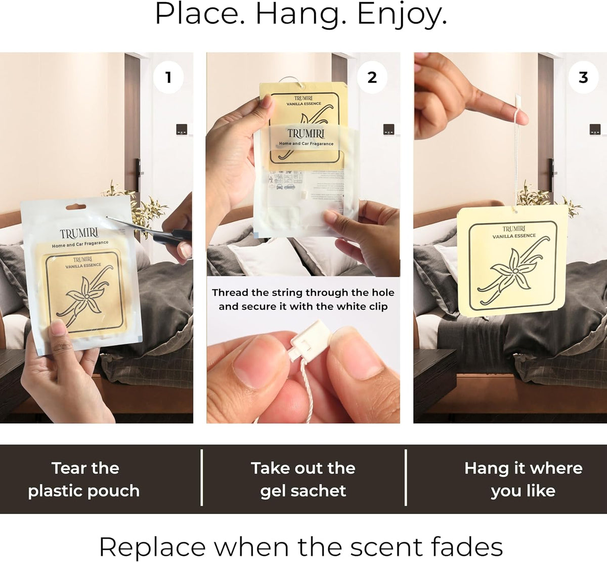 Vanilla Scented Drawer & Closet Air Freshener Sachet – Long-Lasting Hanging Sachet Bag, Scent Diffuser, Odor Eliminator, Wardrobes, Dressers & Fabric Refresher – Home Fragrance Gift Set for Teacher