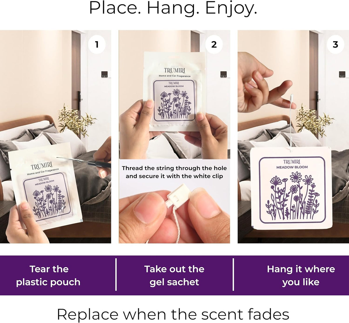 Lavender Scented Drawer & Closet Air Freshener Sachet–Long-Lasting Hanging Sachet Bag, Scent Diffuser, Odor Eliminator, Wardrobes, Dressers & Bedroom, Floral–Home Fragrance Gift Set for Thanksgiving