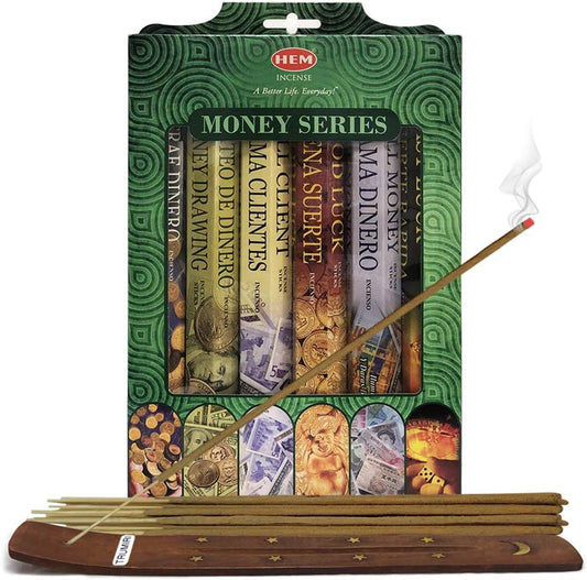 Hem 6 Money Series Scents Incense Sticks Variety Pack - 20 sticks/scent - Total Approx 120 sticks