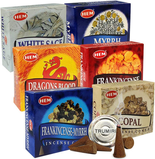 Hem 6 Popular Scents Incense Cones Variety Pack - 10 cones/scent - Total Approx 60 Cones
