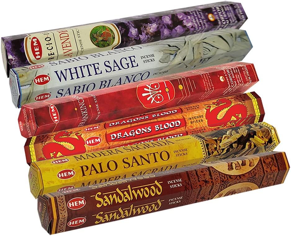 Hem 6 Most Gifted Scents Incense Sticks Variety Pack - 20 sticks/scent - Total Approx 120 Joss Sticks Incienso Sahumerio