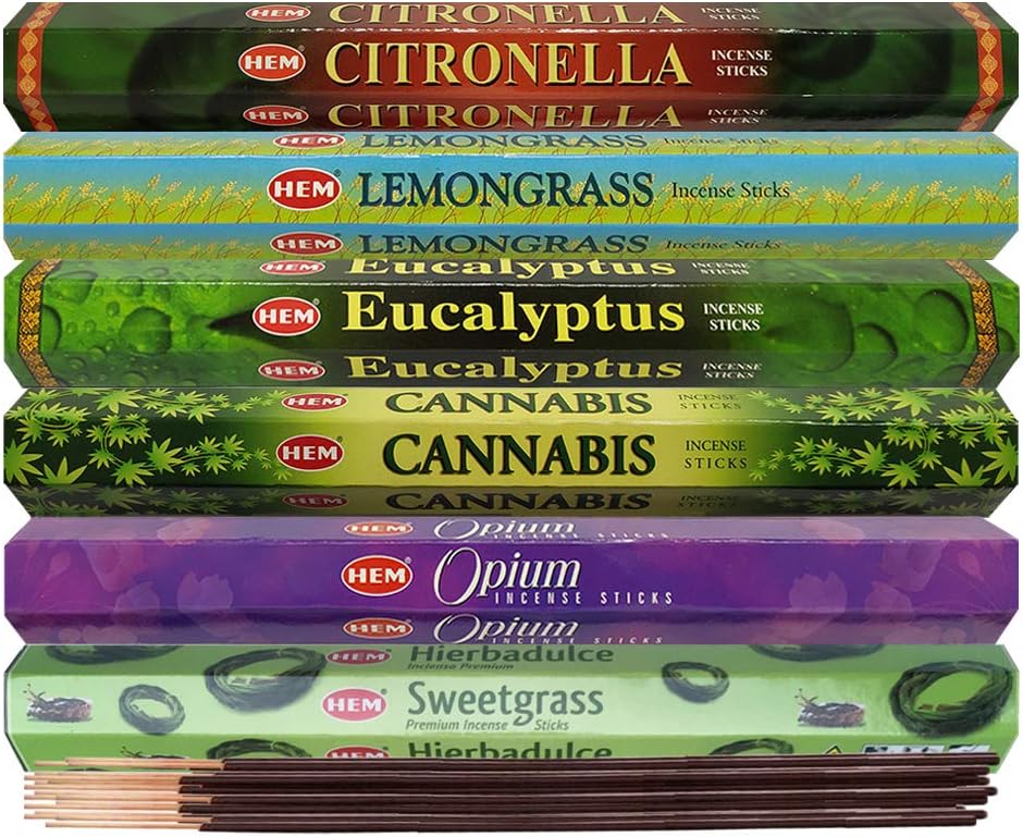 Hem 6 Herbal Scents Incense Sticks Variety Pack - 20 sticks/scent - Total Approx 120 Joss Sticks Incienso Sahumerio