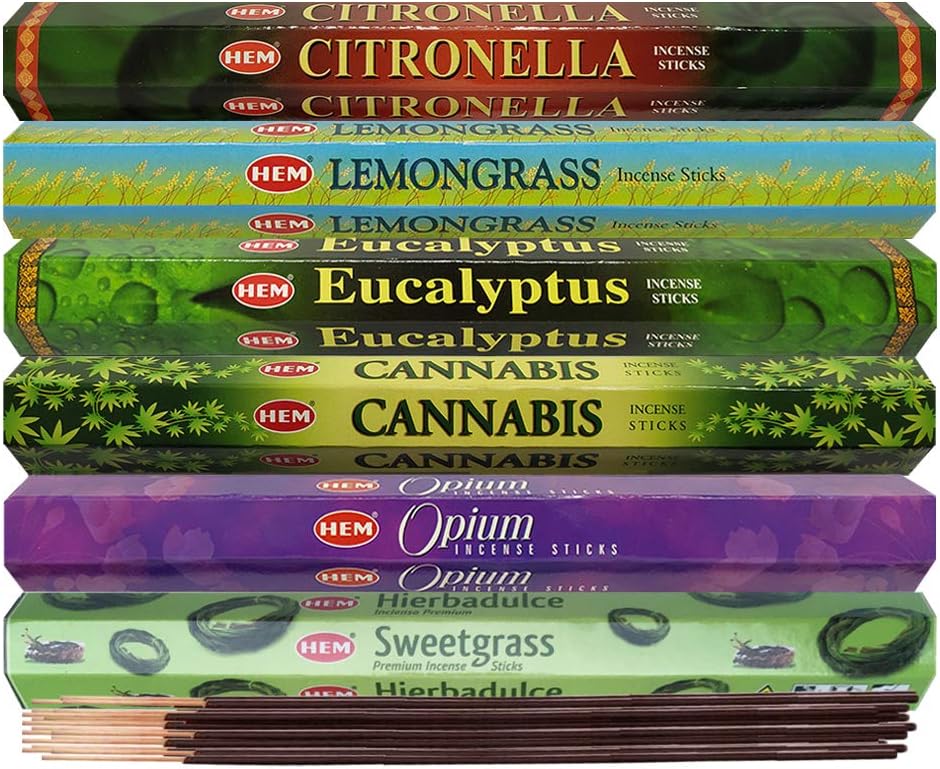 Hem 6 Herbal Scents Incense Sticks Variety Pack - 20 sticks/scent - Total Approx 120 sticks