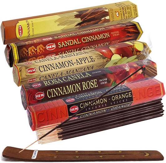 Hem 5 Cinnamon Blend Scents Incense Sticks Variety Pack - 20 sticks/scent - Total Approx 100 Joss Sticks Incienso Sahumerio