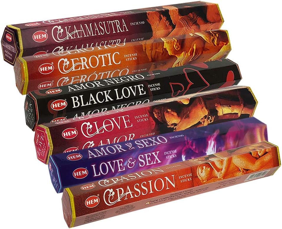 Hem 6 Love Themed Scents Incense Sticks Variety Pack - 20 sticks/scent - Total Approx 120 sticks