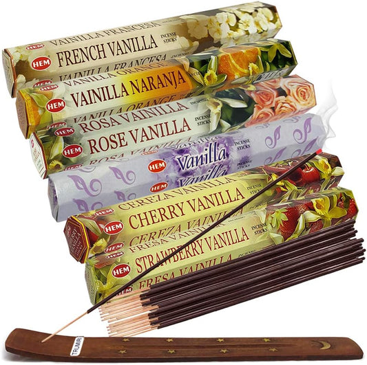 Hem 6 Vanilla Blend Scents Incense Sticks Variety Pack - 20 sticks/scent - Total Approx 120 sticks