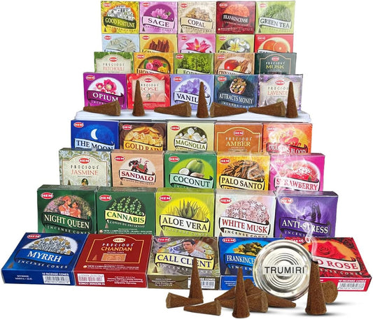 Hem 12 Randomly Selected Scents Incense Cones Variety Pack - 10 cones/scent - Total Approx 120 cones