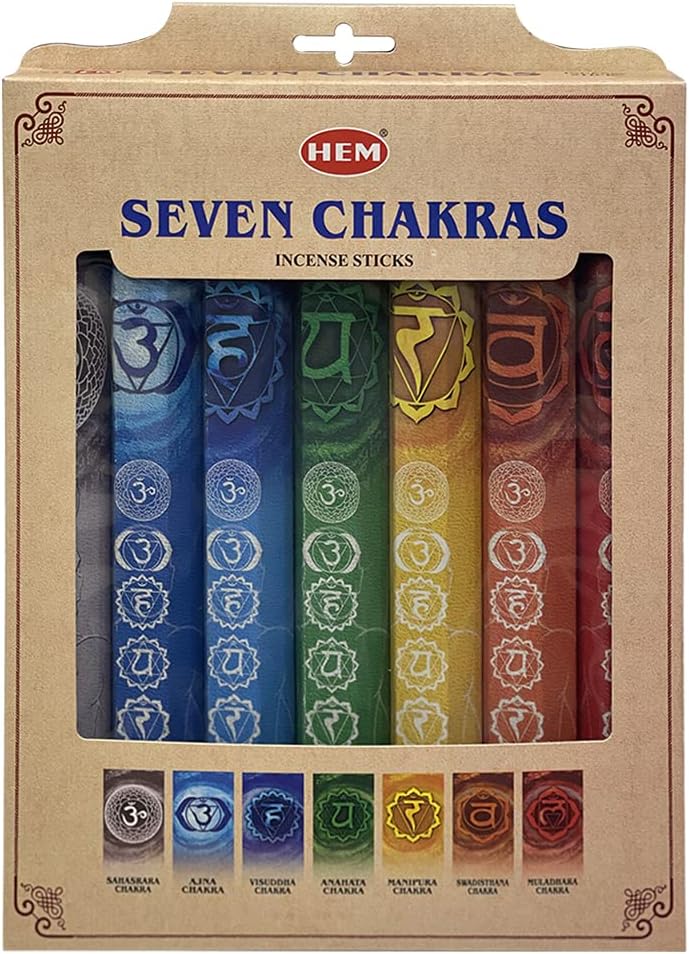 Hem 7 Chakras Scents Incense Sticks Variety Pack - 20 sticks/scent - Total Approx 140 Joss Sticks Incienso Sahumerio