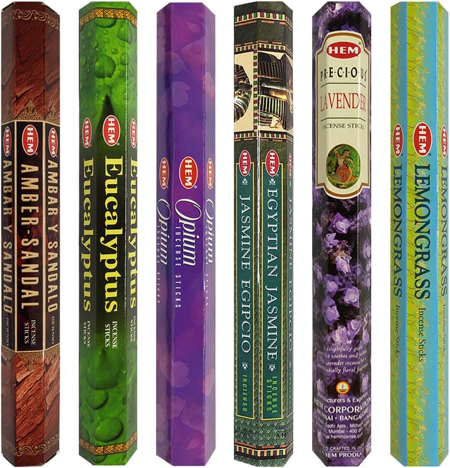 Hem 6 Bestselling Scents Incense Sticks Variety Pack - 20 sticks/scent - Total Approx 120 sticks
