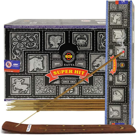 Satya Super Hit Incense Sticks - 12 Packs of 15g - Total Approx 180 sticks