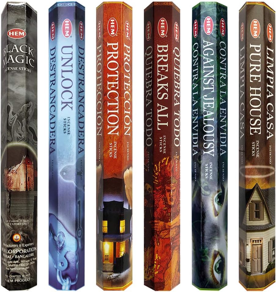 Hem 6 Witchcraft Themed Incense Sticks Variety Pack - 20 sticks/scent - Total Approx 120 Joss Sticks Incienso Sahumerio