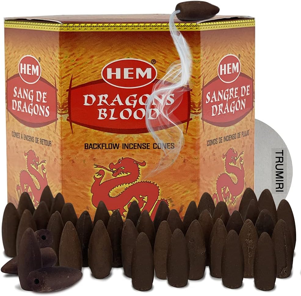 Hem Dragon's Blood Backflow Incense Cones - 40 Waterfall Cones Pack